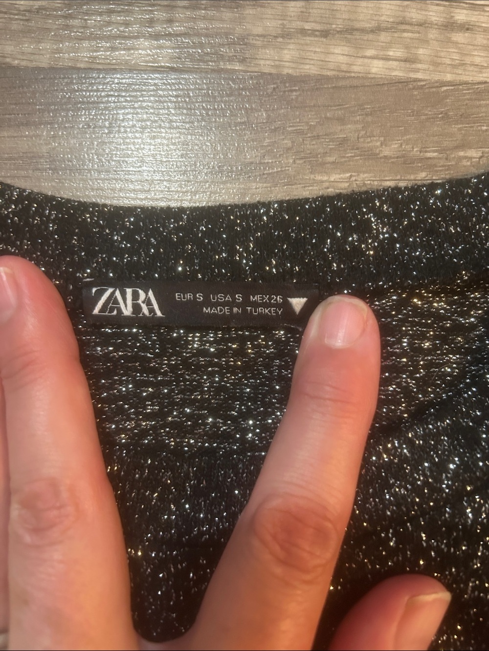 Zara Women’s Shirt Black Metallic Knit Top - Size Small - Picture 2 of 5